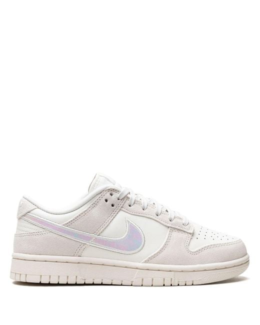 Nike White Dunk Low Ridescent Swoosh Sneakers