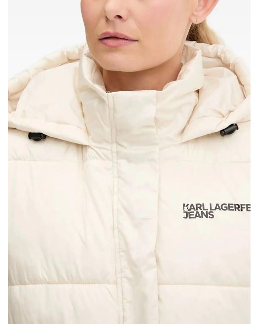 Karl Lagerfeld Natural Hooded Belted Puffer Gilet