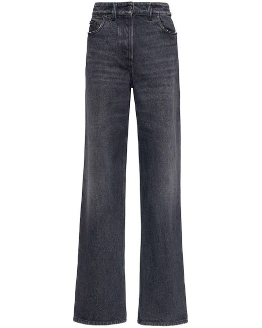 Prada Blue Low-rise Faded-effect Jeans