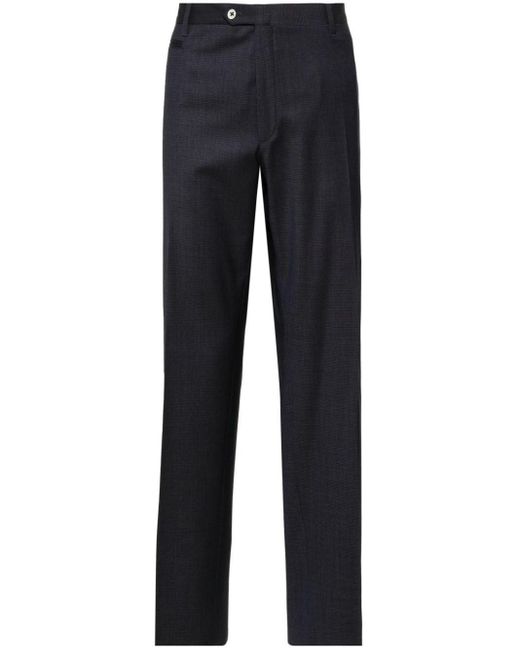 Corneliani Blue Patterned-jacquard Wool Tailored Trousers for men