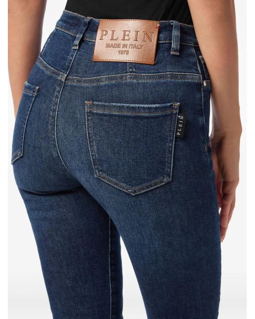 Philipp Plein Blue Logo-Plaque Jeans