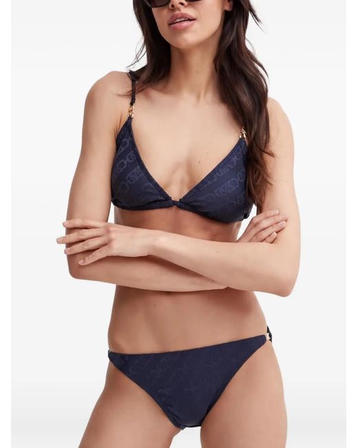 MICHAEL Michael Kors Blue Logo-Pattern Bikini Bottoms