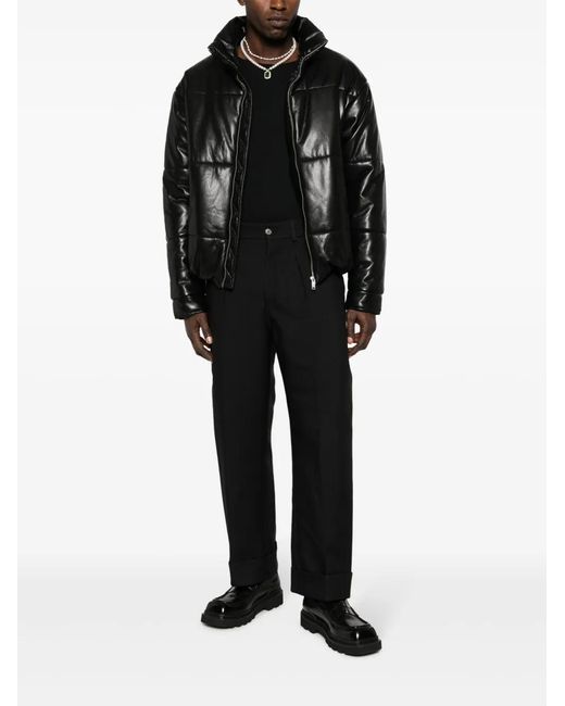 Nanushka Black Marron Faux-Leather Puffer Jacket for men
