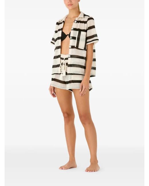 Palmacea White Nair Striped Shorts