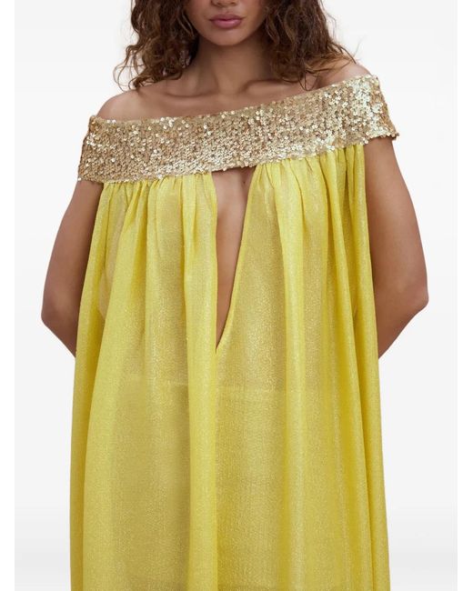SANA OSMANI Yellow Hera Sequin Maxi Dress