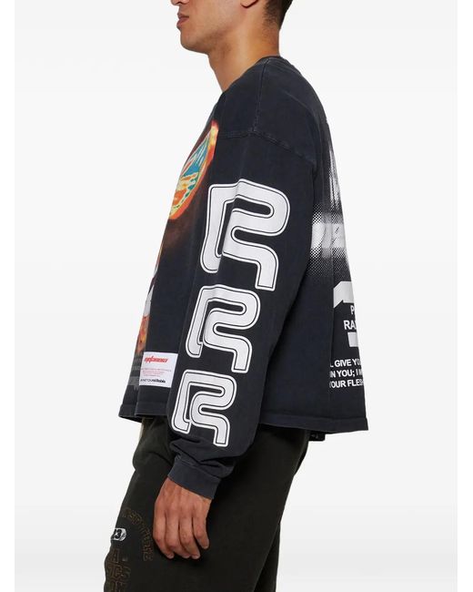 RRR123 Blue Long-Sleeve Graphic T-Shirt for men