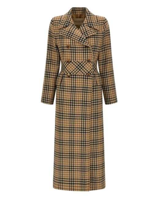 Valentino Garavani Natural Houndstooth Wool Coat