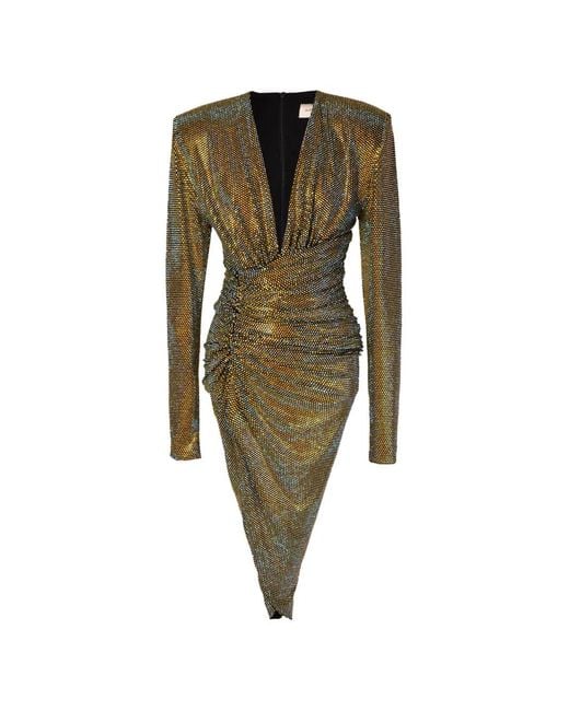 Alexandre Vauthier Green Rhinestone-Embellished Draped Dress