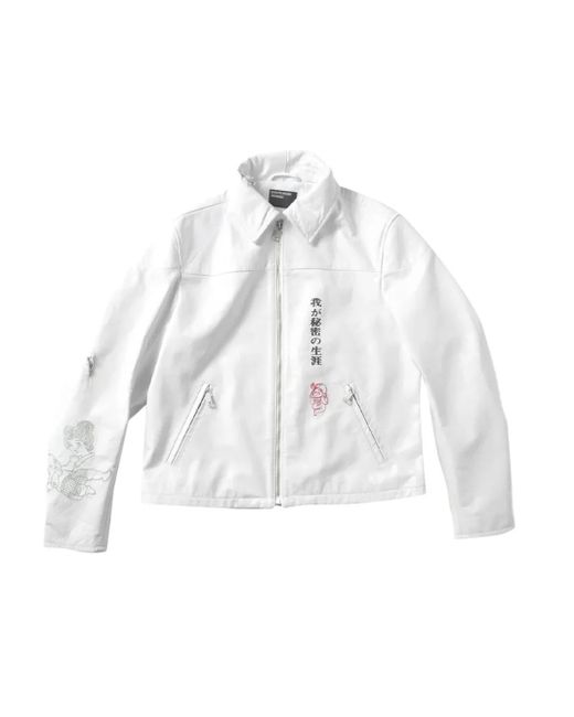 Enfants Riches Deprimes White Bicycle Print Leather Jacket for men