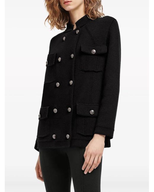Barrie Black Double-Breasted Military Coat