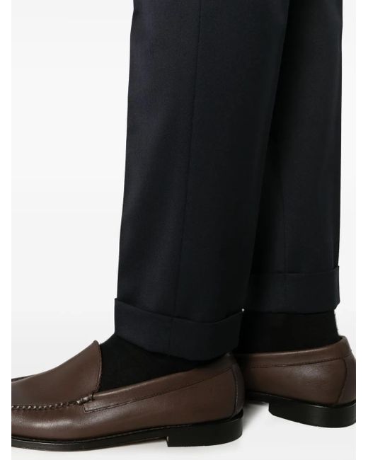 PT Torino Blue Straight-Leg Tailored Trousers for men