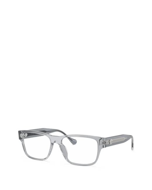 Versace White Medusa Greca Rectangle-Frame Glasses