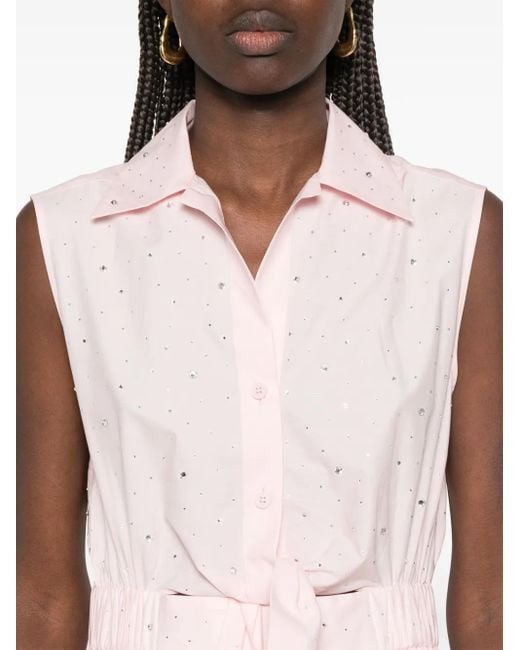 Sandro Pink Cotton Crystal Midi Dress
