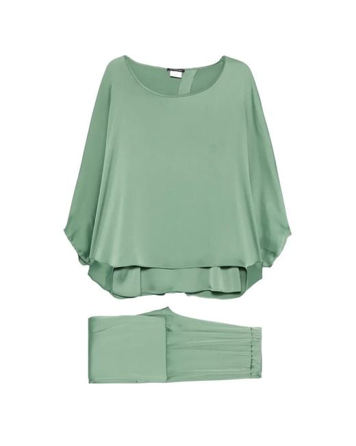 LE_RJTANGE® Green Elasticated-Waistband Trousers Set