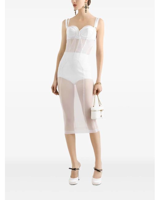 Dolce & Gabbana White Corset-Style Midi Dress