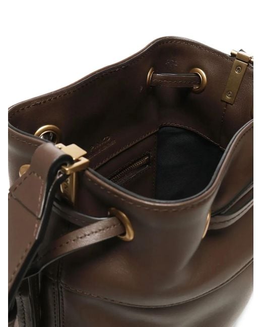 Borsa A Secchiello Grande Con Placca Logo di Pinko in Brown