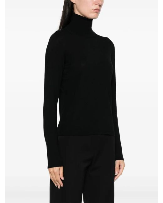 Max Mara Black Cashmere Knit Roll-Neck Sweater
