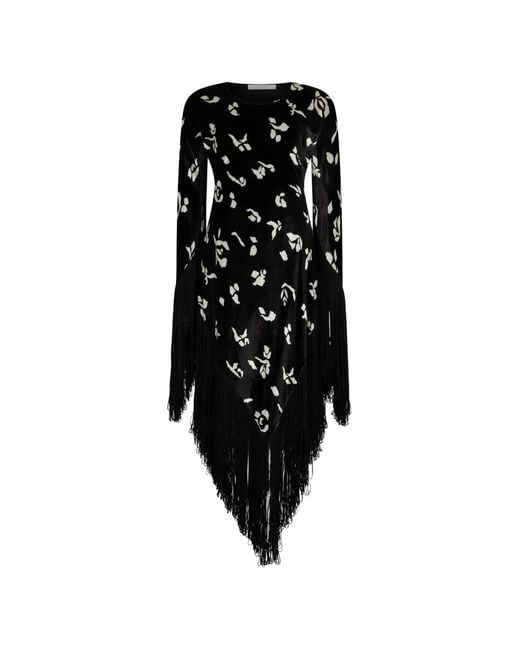 Philosophy Di Lorenzo Serafini Black Fringed Floral Midi Dress