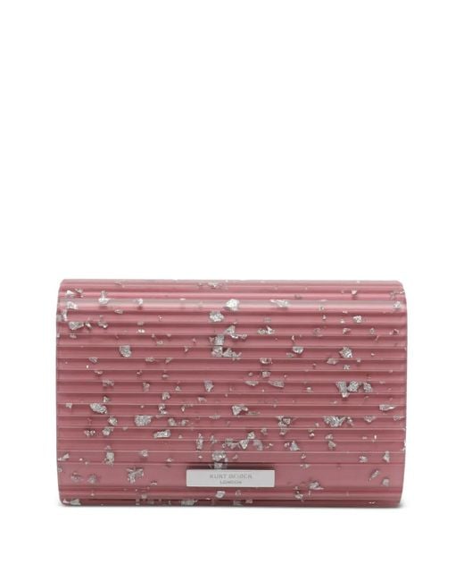 Kurt Geiger Purple Eagle Embellished Chain Clutch Bag