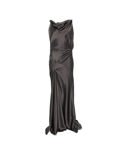 Victoria Beckham White Posy Cowl-Neck Maxi Dress