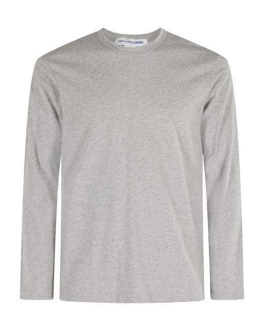 T-Shirt A Maniche Lunghe Con Logo di Comme des Garçons in Gray da Uomo