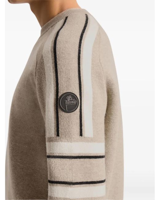 Fusalp Gray Jacquard-Striped Sweater for men