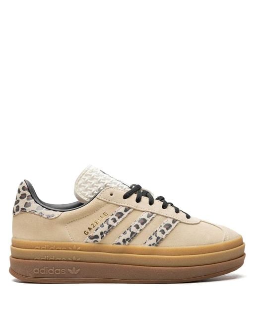 Adidas Brown Leopard-Print Gazelle Bold Sneakers