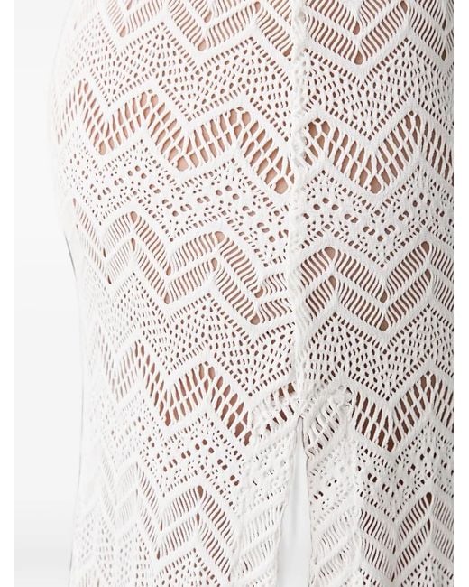 Vilebrequin White Lisanna Chevron-Knit Side-Slit Maxi Dress