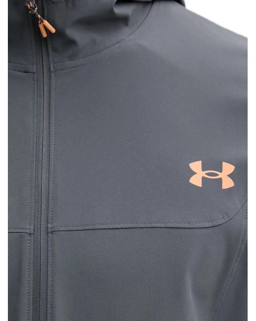 Under Armour Gray Tech Utility Woven Hooded Logo-Print Jacket for men
