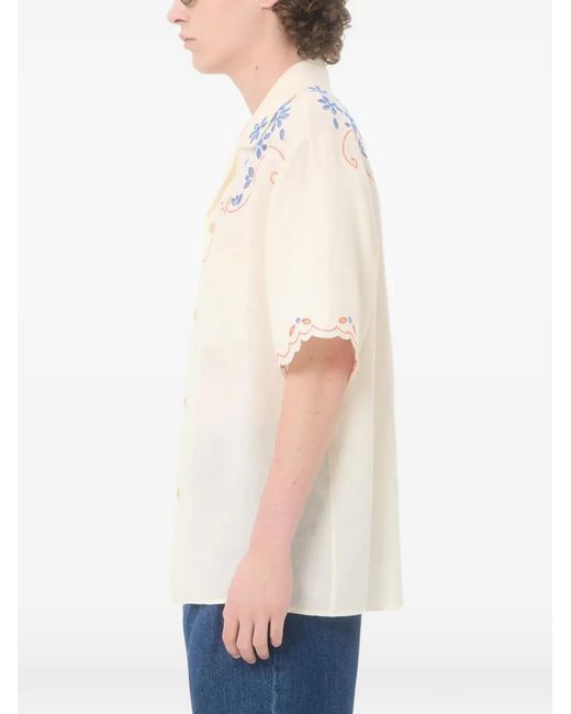 Valentino Garavani White Linen Bowling Shirt for men