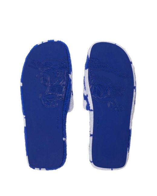 Burberry Blue Snug Cotton-towelling Slippers for men