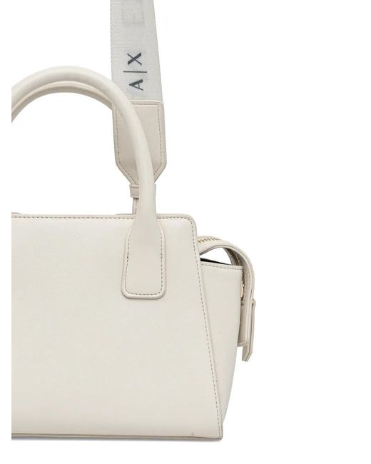 ARMANI EXCHANGE White Tag-Detail Tote Bag