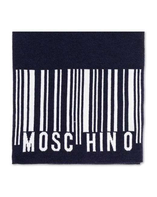 Moschino Wollen Sjaal Met Barcode-Logo in het Blue