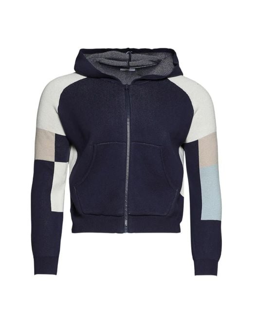 PRAYING Blue Colour-Block Knit Hoodie for men