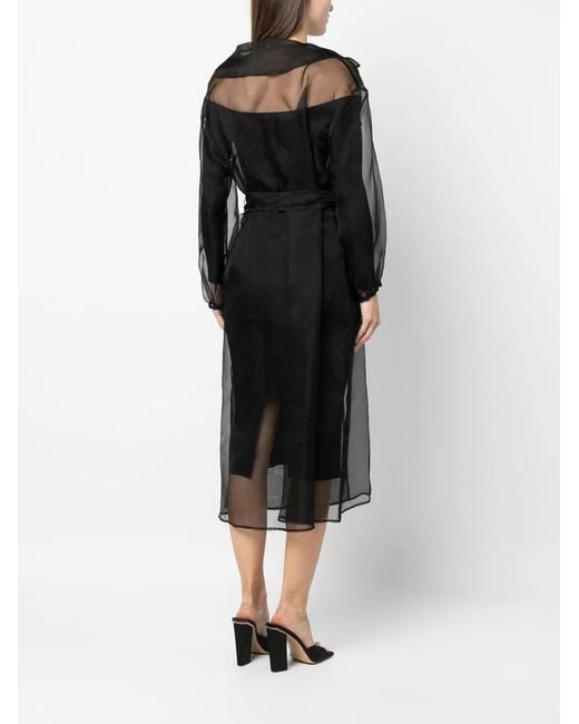 Herno Black Belted Silk Coat