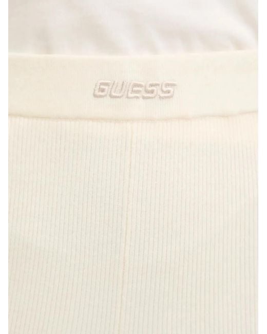 Guess White Ribbed Logo Trousers