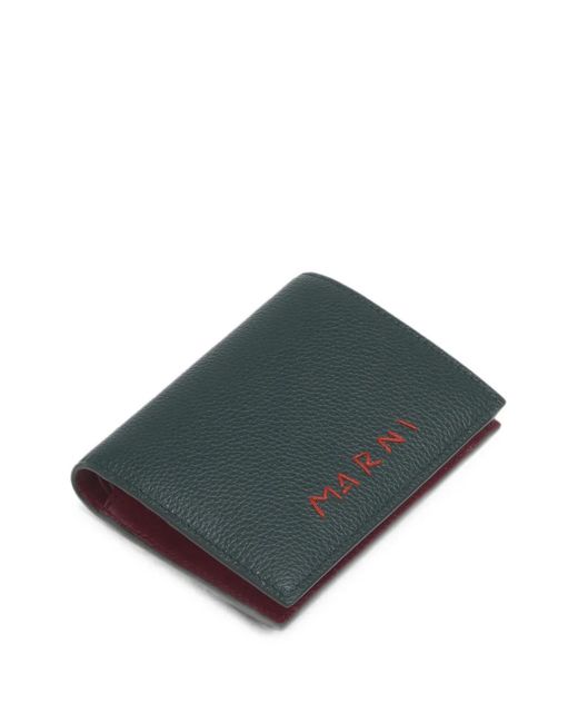 Marni Green Mending Logo Bifold Wallet for men