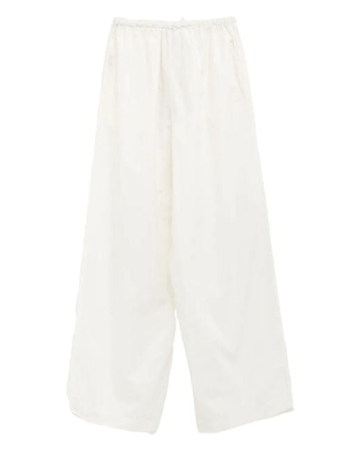 Baserange White Drawstring Straight Trousers