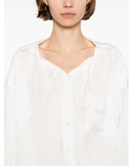 R13 ツイストネック シャツ White