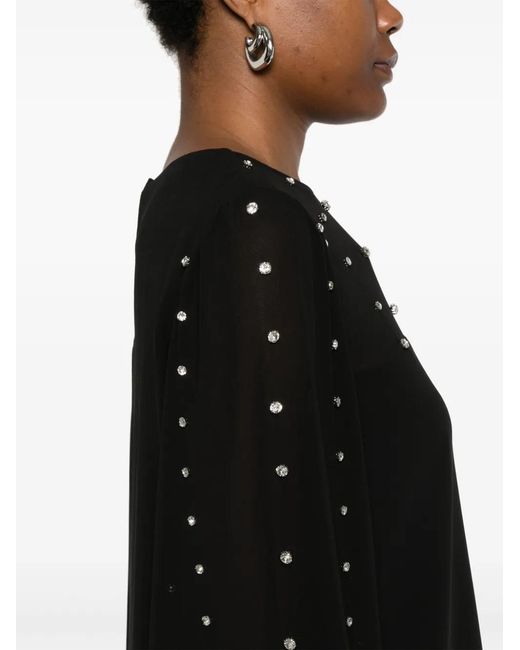 Nissa Black Crystal-Embellished Mini Dress