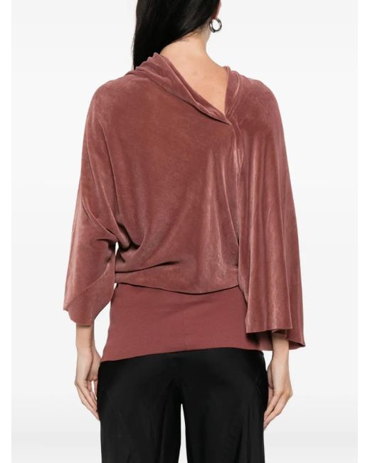 Rick Owens ドレープ ベルスリーブ ブラウス Red