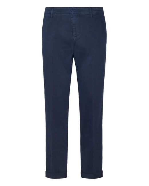 Dondup Blue Cuffed-Hem Trousers for men