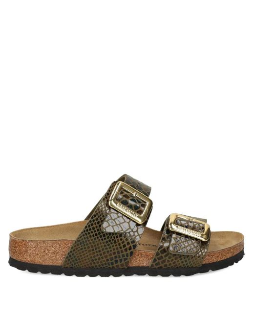 Birkenstock スネークスキンバックル サンダル Brown
