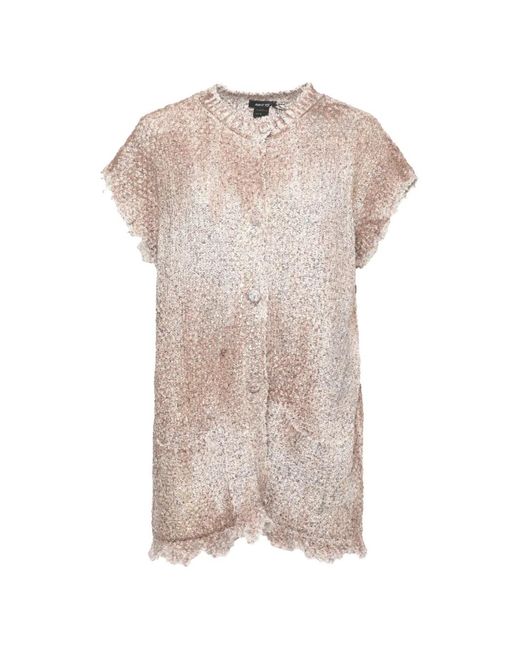 Avant Toi Pink Sequin-Embellished Distressed-Effect Cardigan