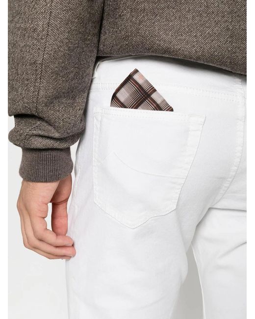 Jacob Cohen White Logo-Patch Straight-Leg Jeans for men