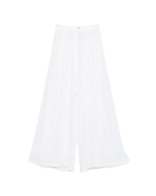Forte_forte White Button-Fastening Trousers