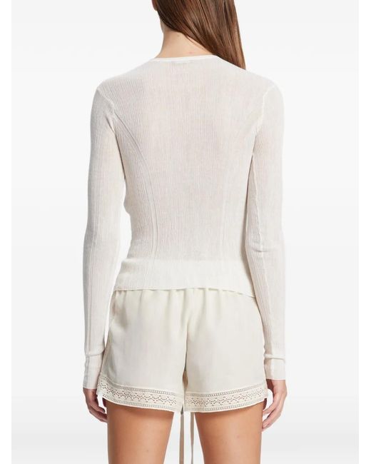 Ann Demeulemeester White Miep Ribbed-Knit Long-Sleeve Sweater