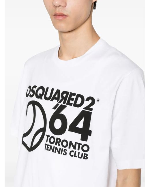 DSquared² White Logo-Print Cotton T-Shirt for men