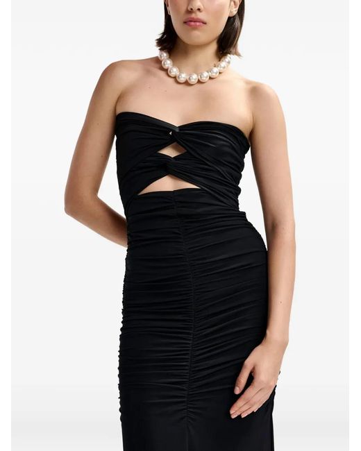 Essentiel Antwerp Black Cut-Out-Detail Ruched Maxi Dress