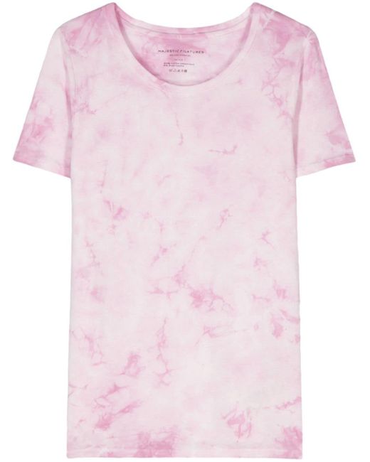 Camiseta con motivo tie-dye Majestic Filatures de color Pink